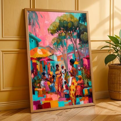 Market Rhythms -  African Culture Wall Art Print