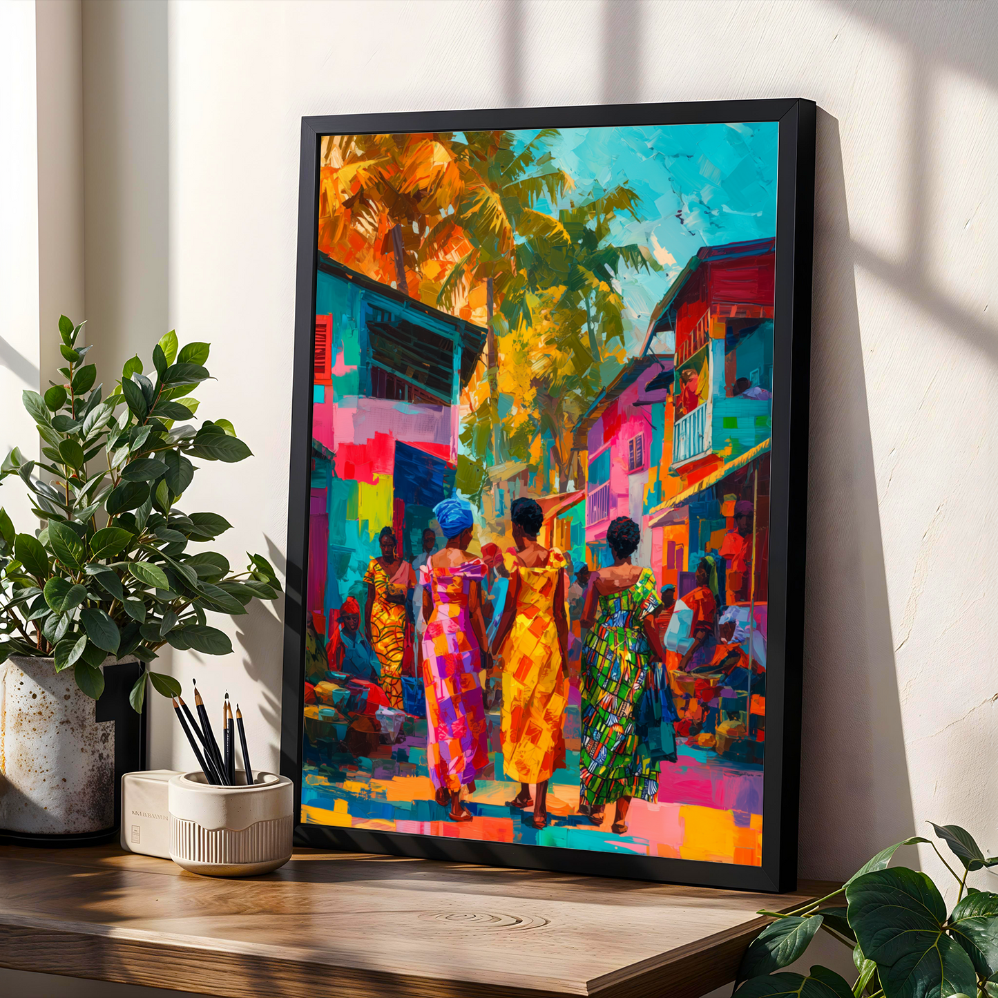 Market Rhythms -  African Culture Wall Art Print