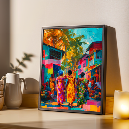 Market Rhythms -  African Culture Wall Art Print