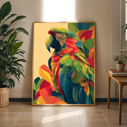 Colorful Tropical Parrot Wall Art Print