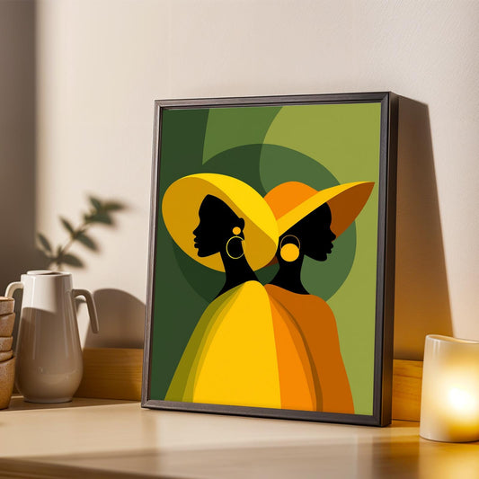 African Women Silhouette Wall Art Print | Afrocentric Inspired Poster