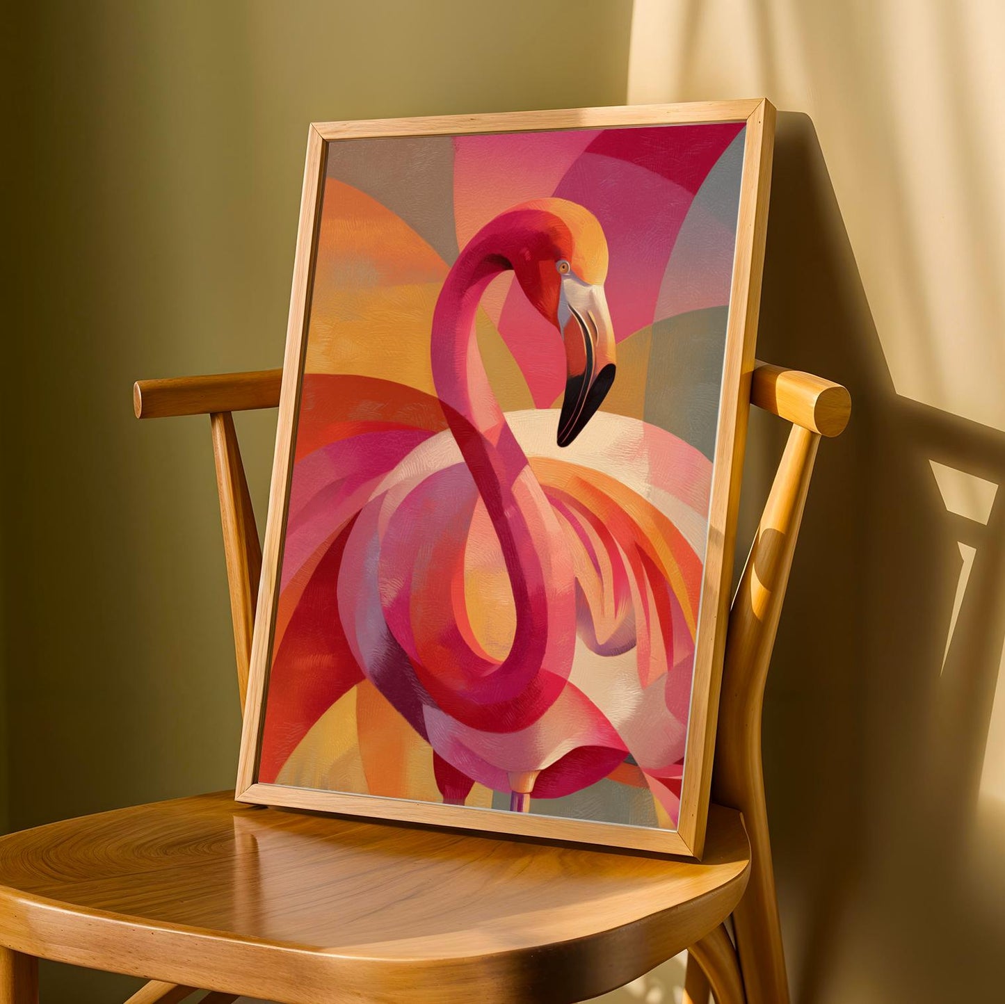 Abstract Flamingo Wall Art Print