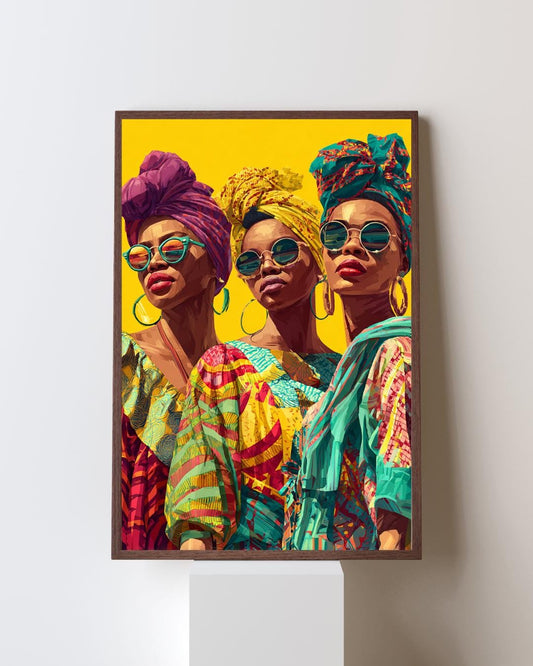 Afrocentric Retro Wall Art Print | Bold African Women Portrait Poster