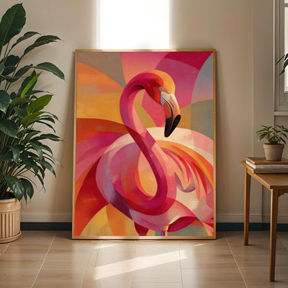 Abstract Flamingo Wall Art Print