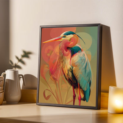 Abstract Heron Wall Art Print