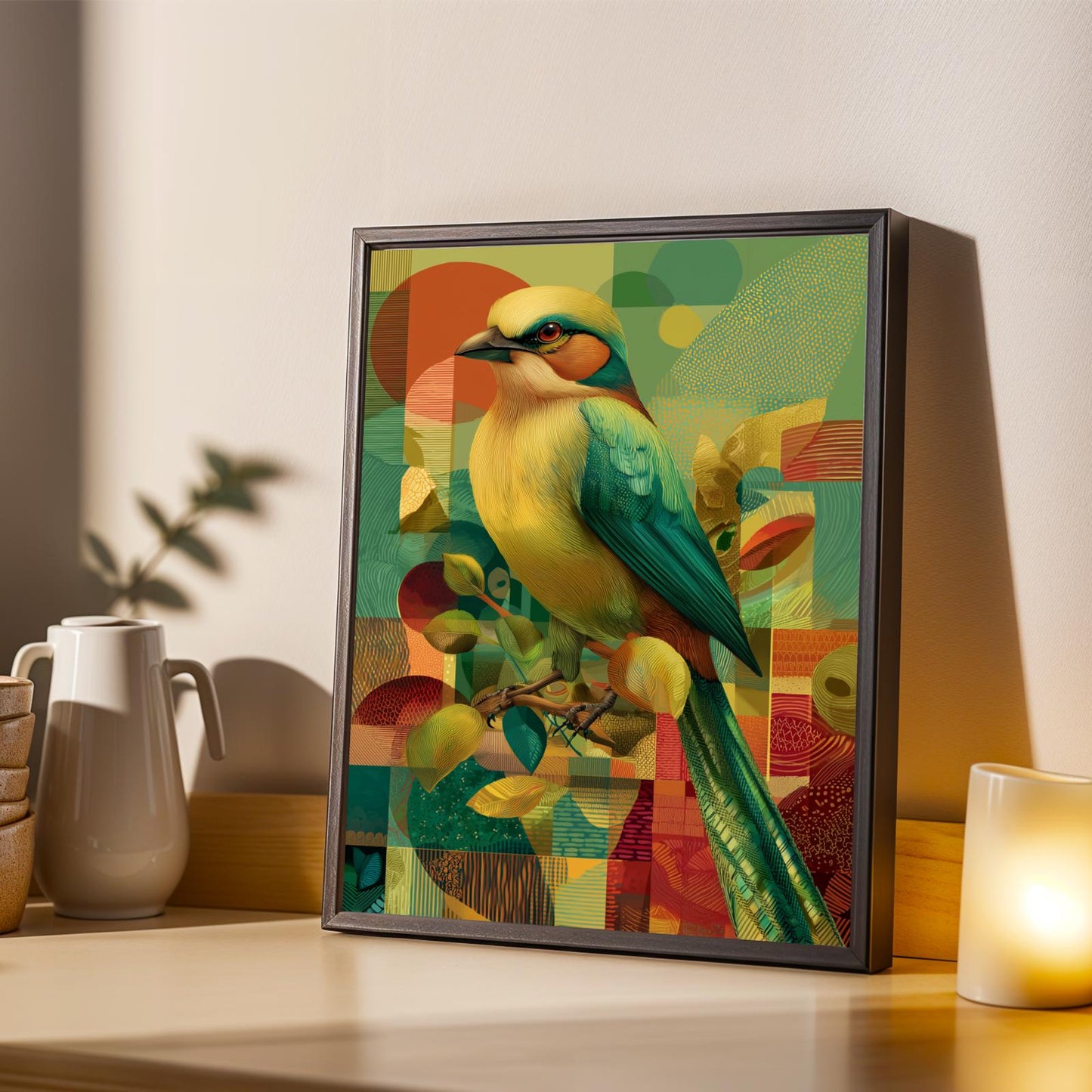 Weaver Bird Geometric Patterns Wall Art Print