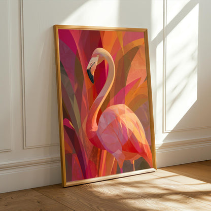 Flamingo Abstract Geometric Wall Art Print