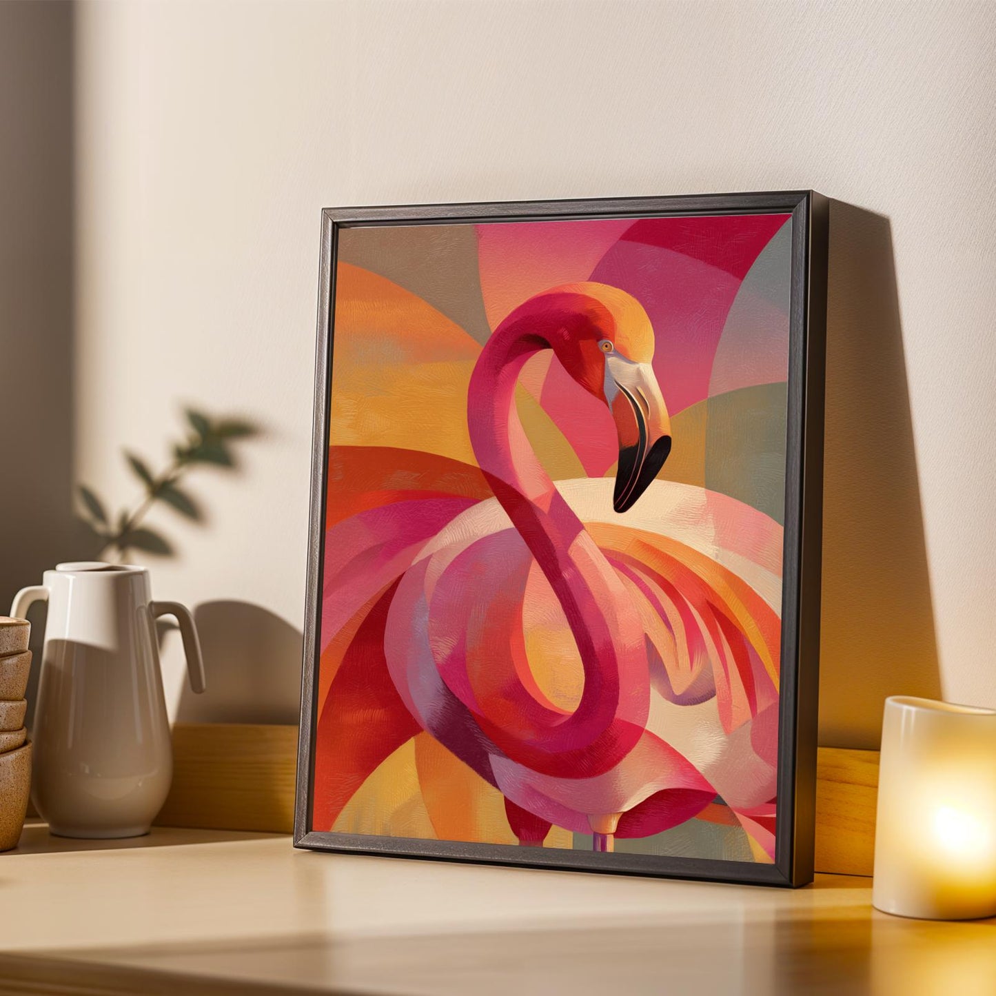 Abstract Flamingo Wall Art Print