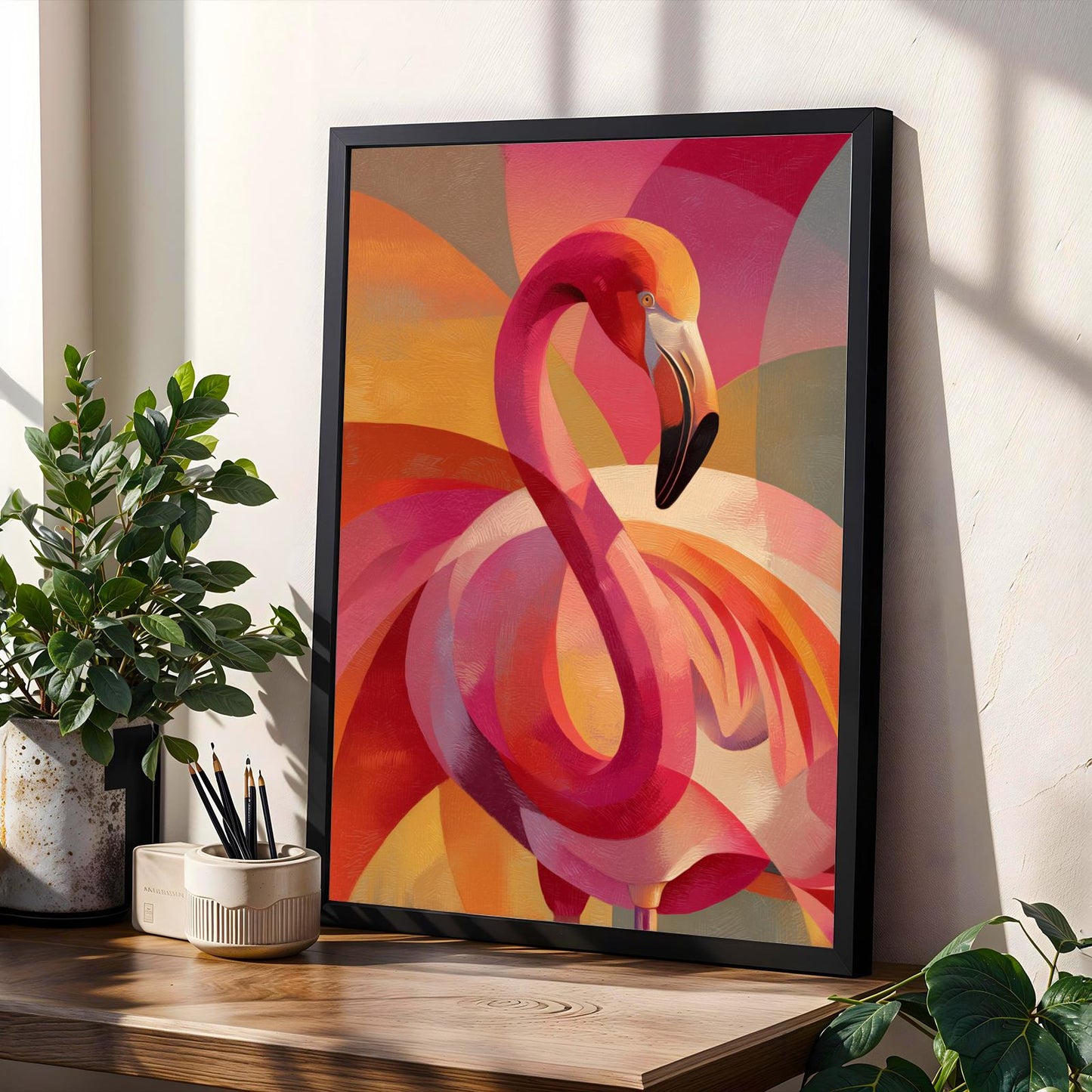 Abstract Flamingo Wall Art Print