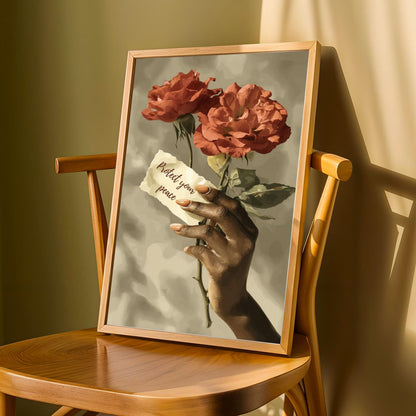 Red Roses Floral Wall Art Print