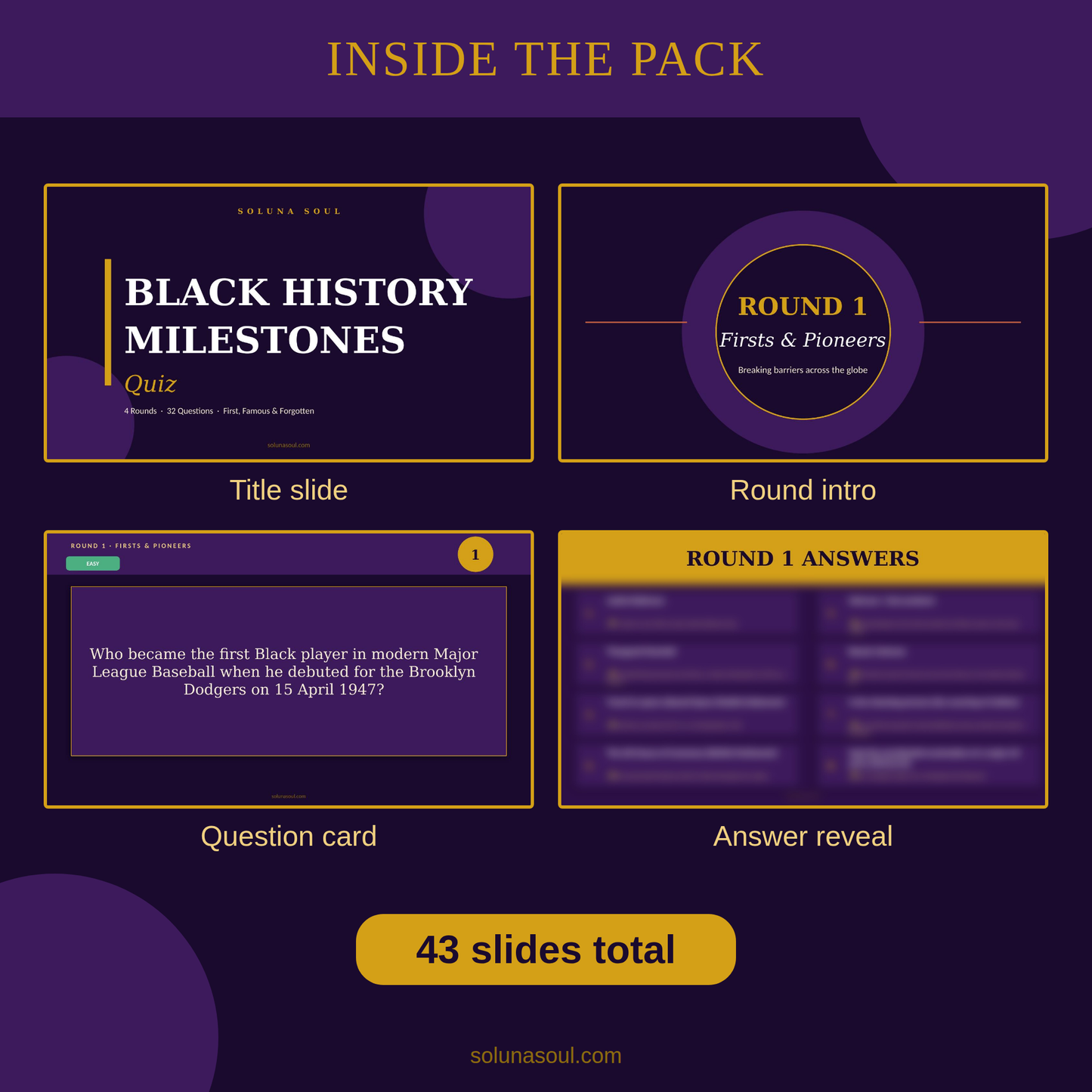 Black History Milestones Quiz | African American PowerPoint Trivia Soluna Soul