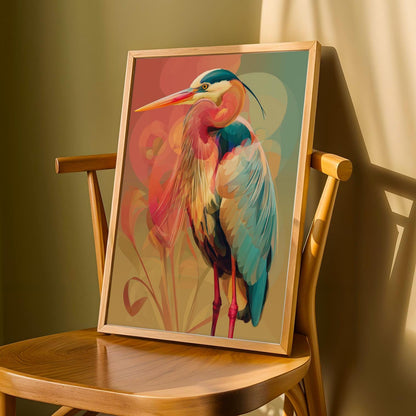 Abstract Heron Wall Art Print