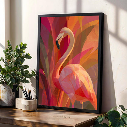 Flamingo Abstract Geometric Wall Art Print