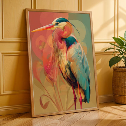 Abstract Heron Wall Art Print