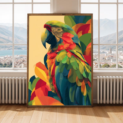 Colorful Tropical Parrot Wall Art Print