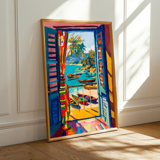 Henri Matisse Inspired Coastal Print | Travel Poster: Tropical Window Scene