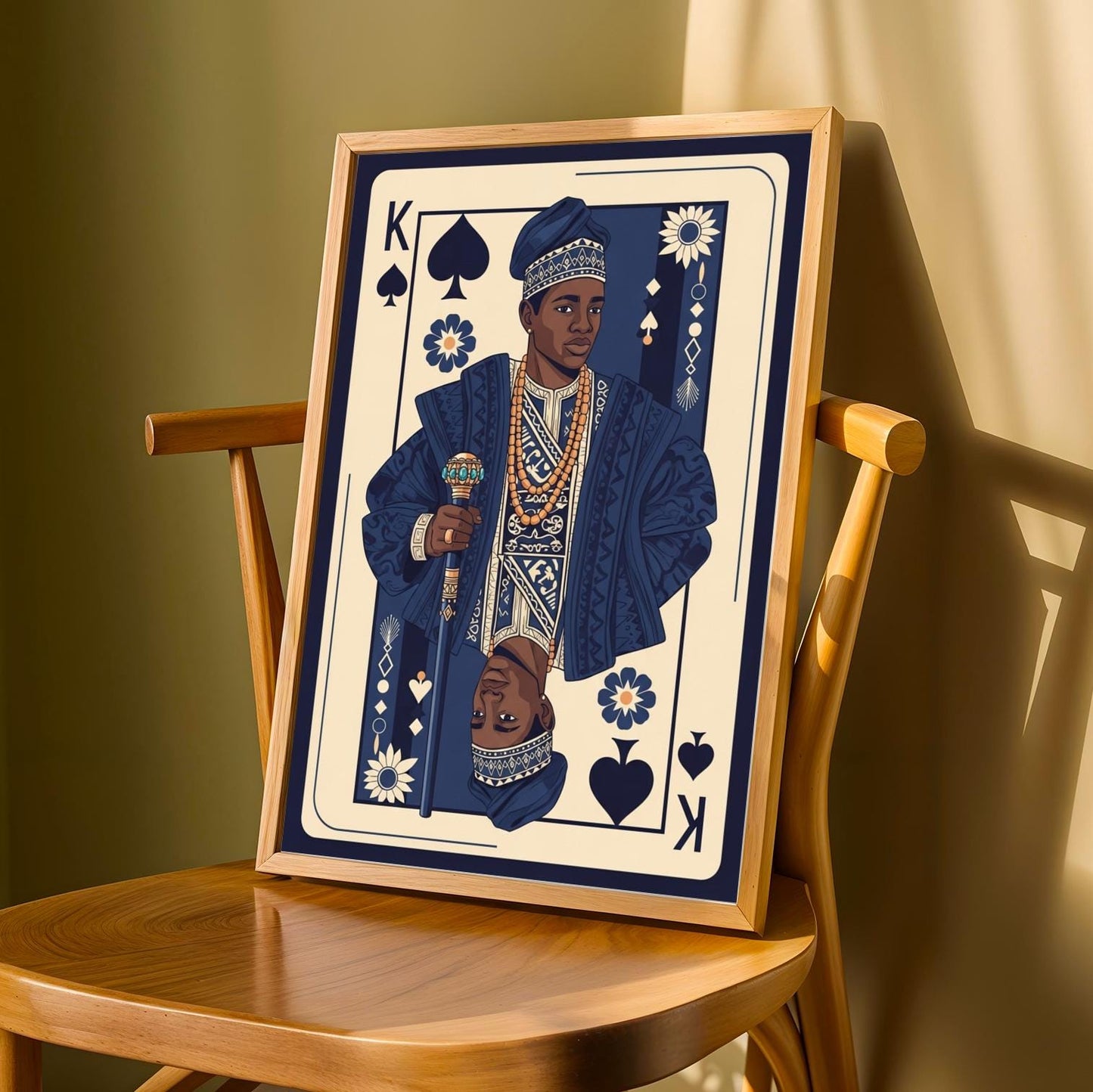 Yoruba Royalty Blue Playing Card Wall Art Print Set