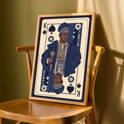 Yoruba Royalty Blue Playing Card Wall Art Print Set