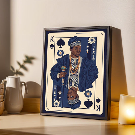Yoruba Royalty Blue Playing Card Wall Art Print Set