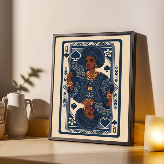 Yoruba Royalty Blue Playing Card Wall Art Print Set