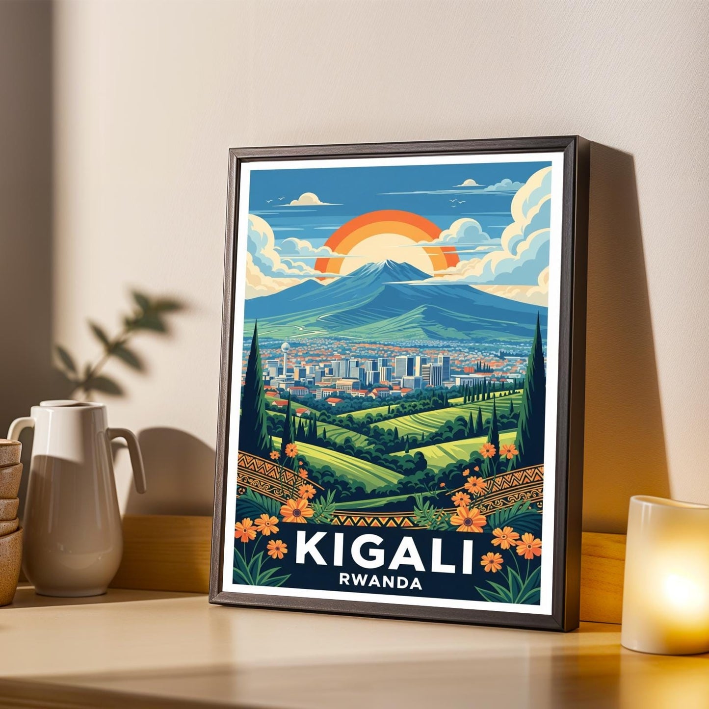 Kigali, Rwanda Reimagined Wall Art Print