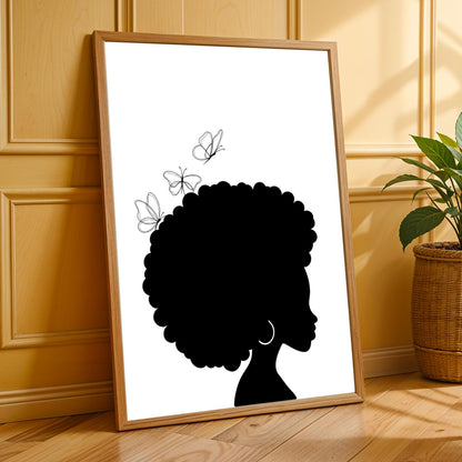 Afro and Butterfly Wall Art Print