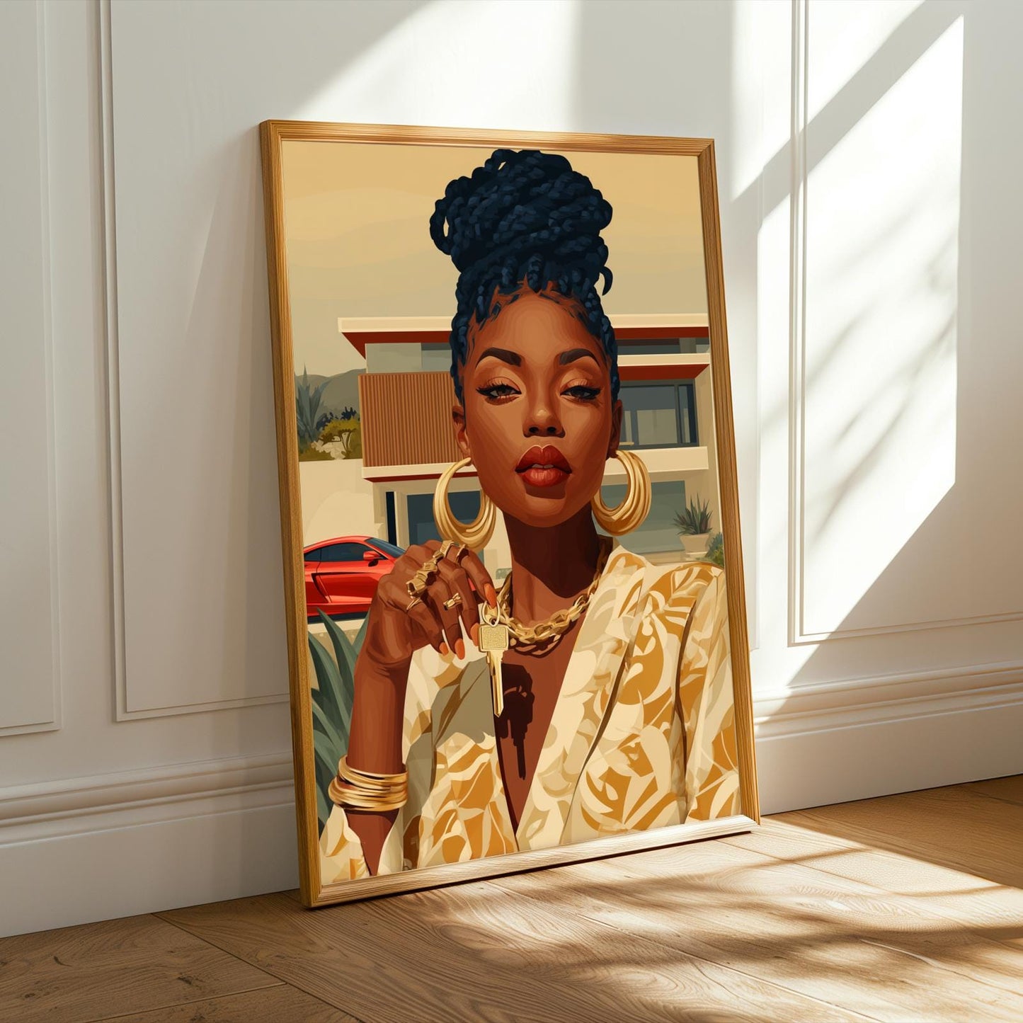 Modern House and Sports Car Wall Art Print