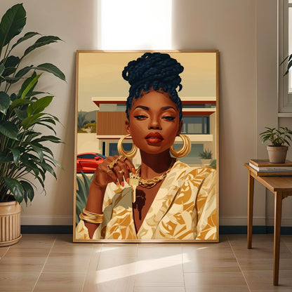 Modern House and Sports Car Wall Art Print