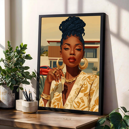 Modern House and Sports Car Wall Art Print