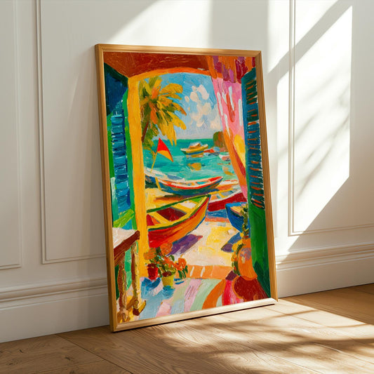 Tropical Coastal Art Print | Travel Poster: Henri Matisse Inspired Seascape
