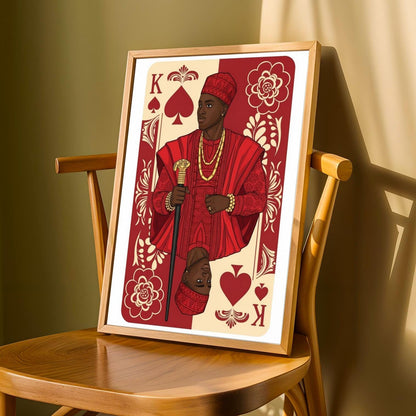 Yoruba Royalty Red Playing Card Wall Art Print Set