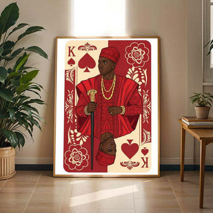 Yoruba Royalty Red Playing Card Wall Art Print Set