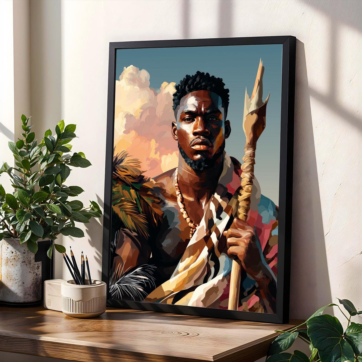 Geometric Cultural Figure Wall Art Print