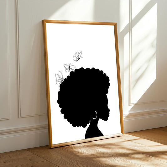 Afro and Butterfly Wall Art Print
