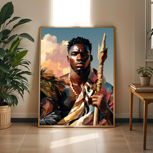 Geometric Cultural Figure Wall Art Print