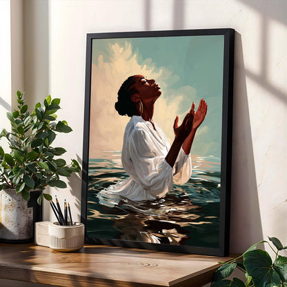 Woman In Water Wall Art Print