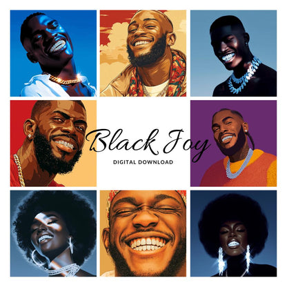 Black Joy Wall Art Print: Portraits of Joyful Black Men & Women (Digital Download)