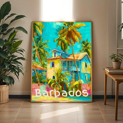 Barbados Tropical House Travel Wall Art Print