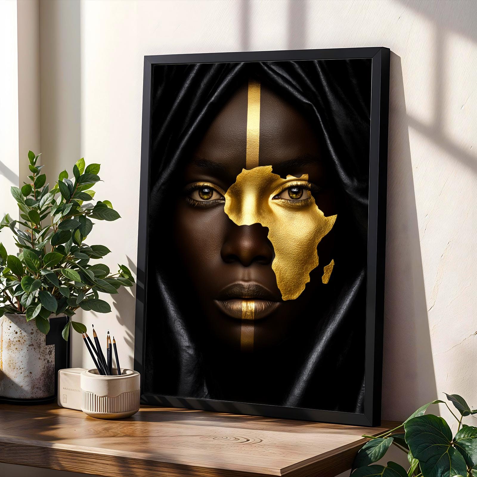 Gold Leaf African Map Wall Art Print Soluna Soul