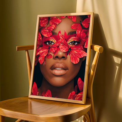 Red Butterfly Wing Portrait Wall Art Print Soluna Soul