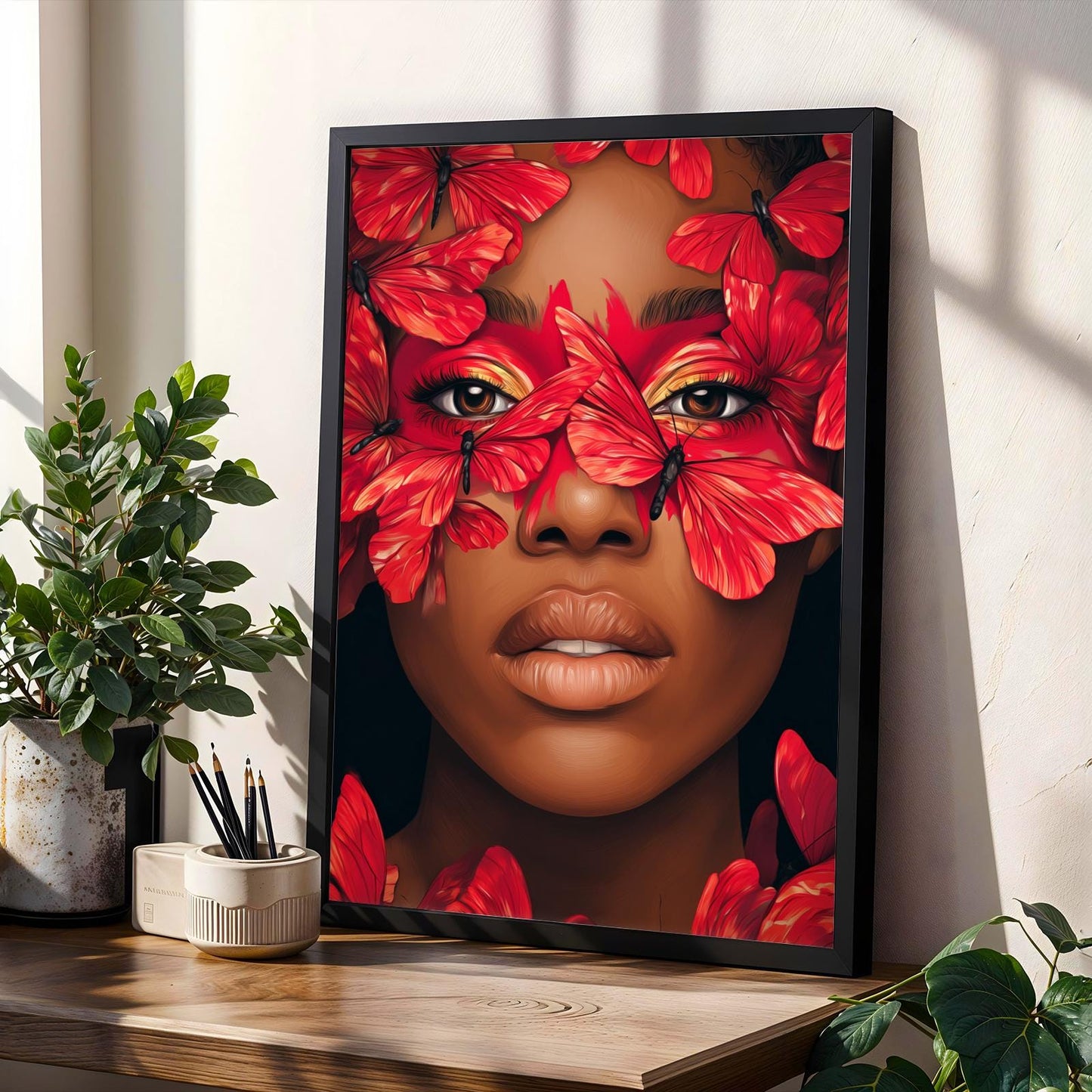 Red Butterfly Wing Portrait Wall Art Print Soluna Soul