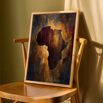 African Map Silhouette Textures Wall Art Print Soluna Soul