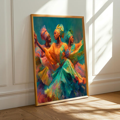Dancelike Figures in Beautiful Gowns Wall Art Print Soluna Soul