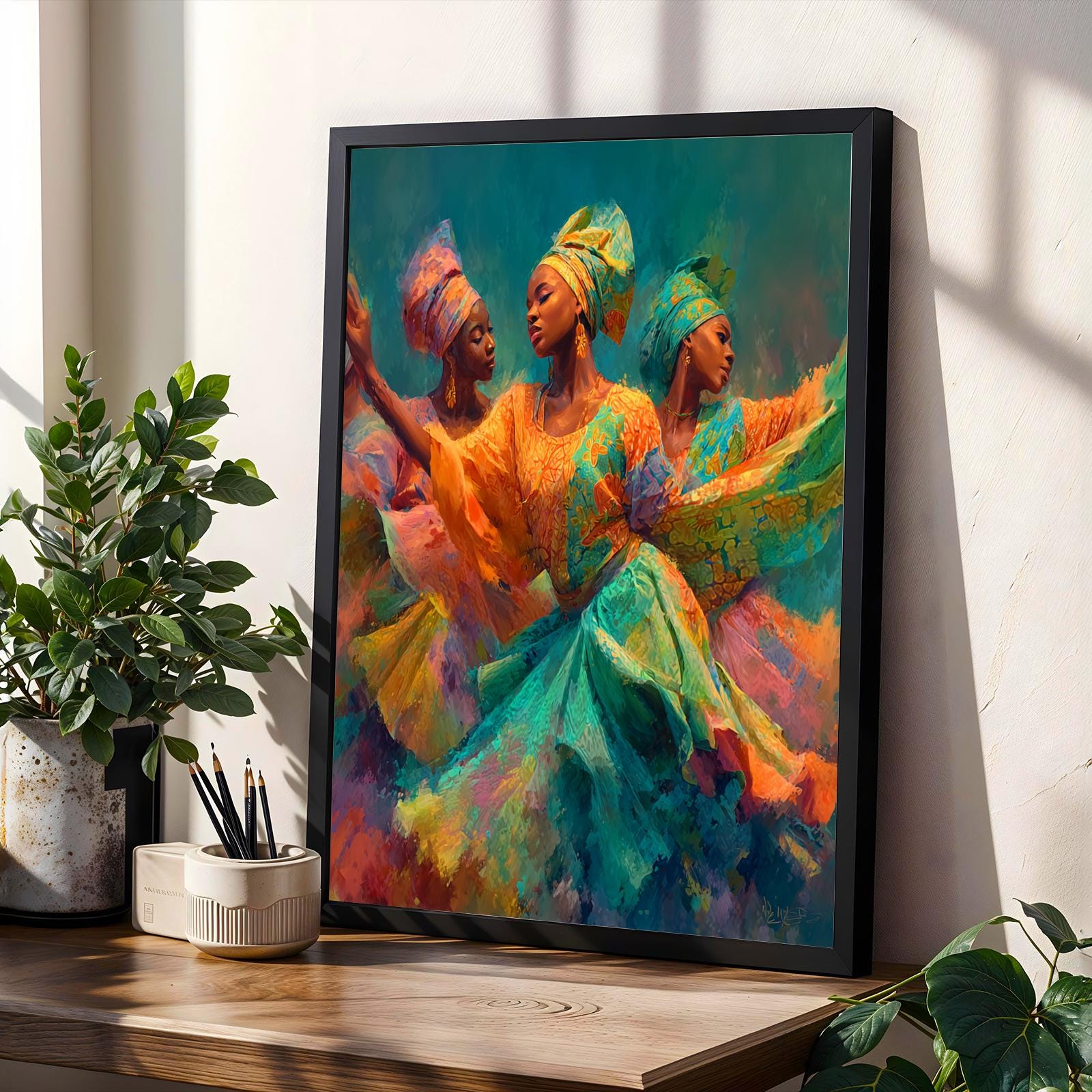 Dancelike Figures in Beautiful Gowns Wall Art Print Soluna Soul