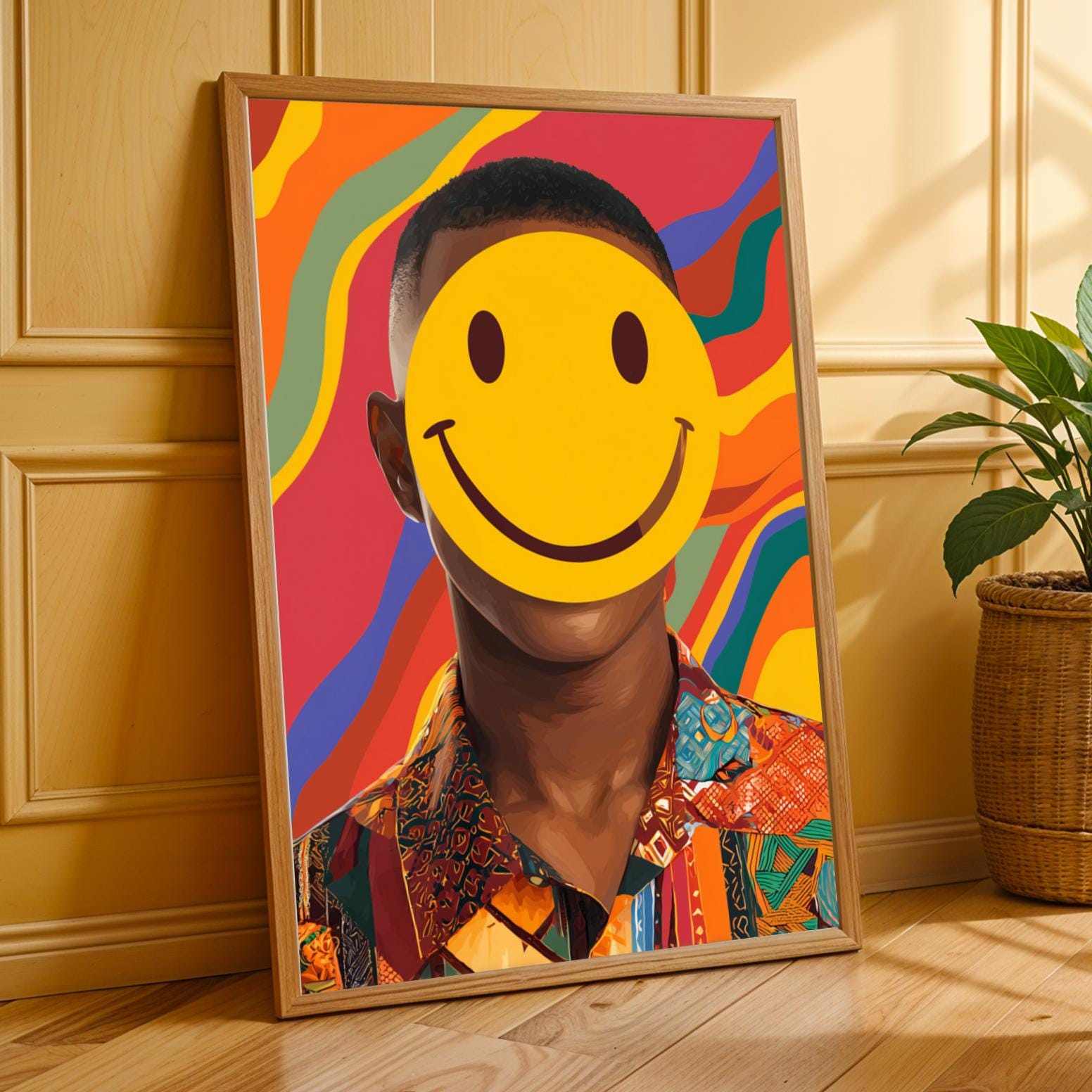Smiley Face Portrait Wall Art Print Soluna Soul