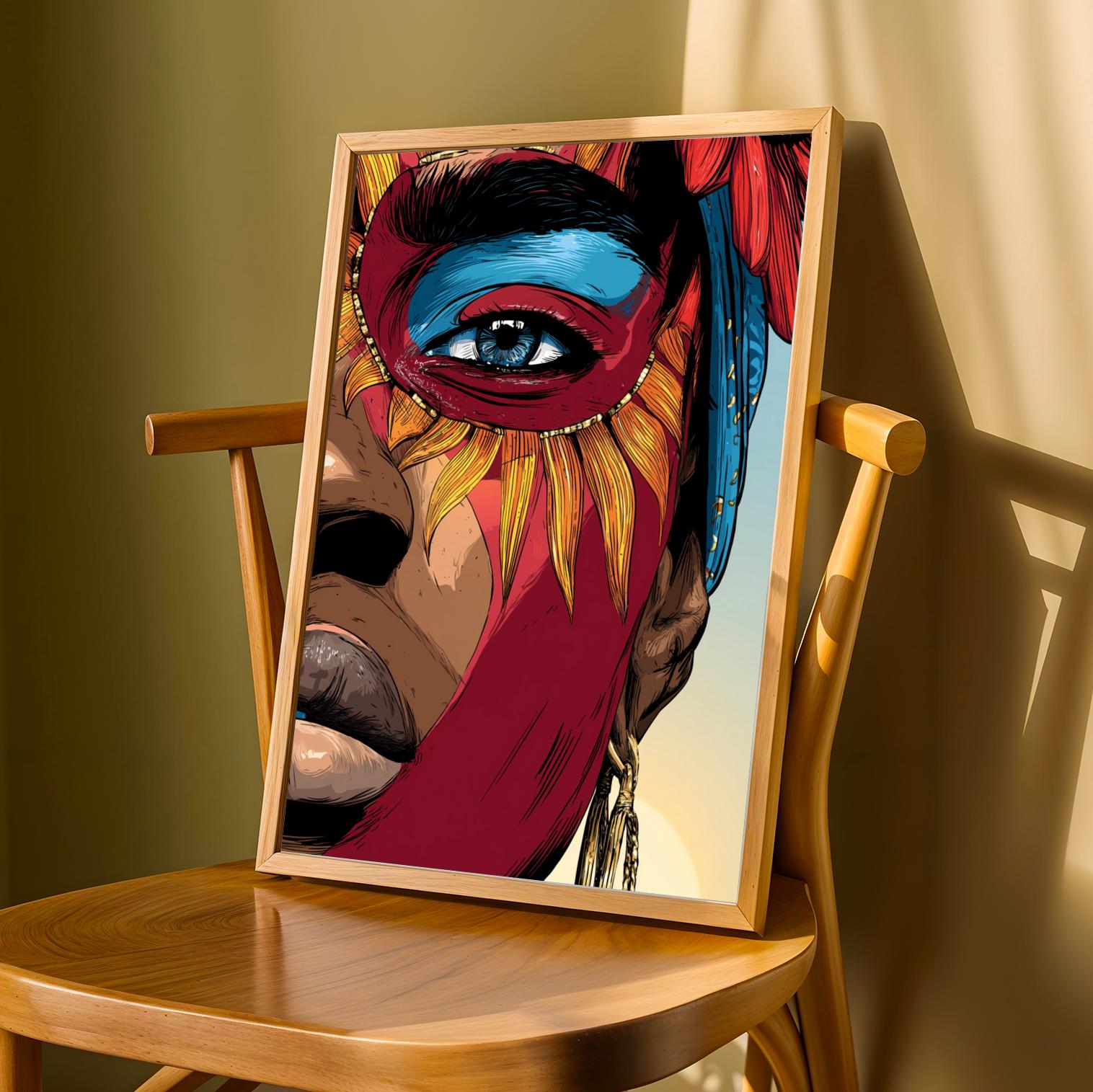 Abstract Face Portrait Contemporary Wall Art Print Soluna Soul