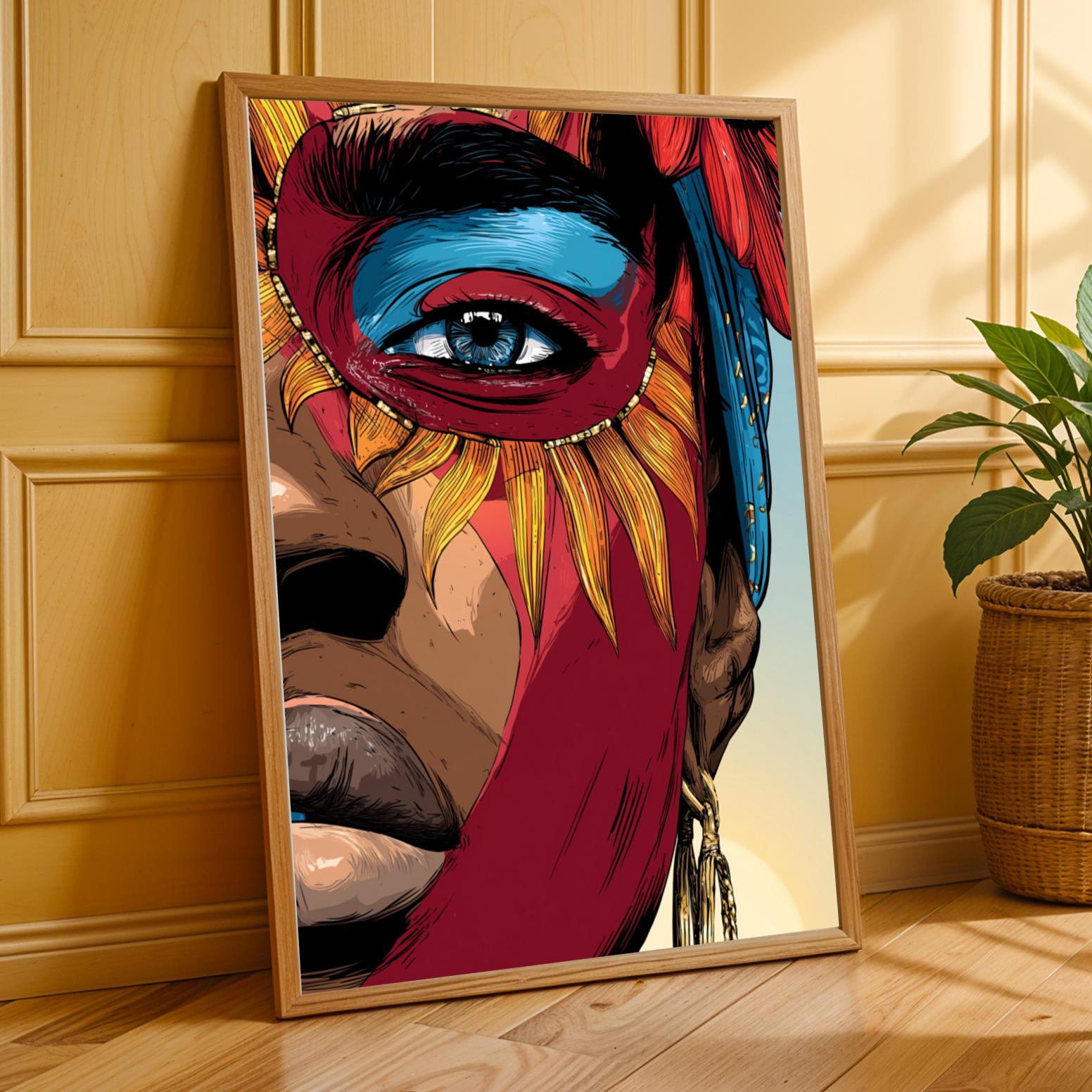 Abstract Face Portrait Contemporary Wall Art Print Soluna Soul