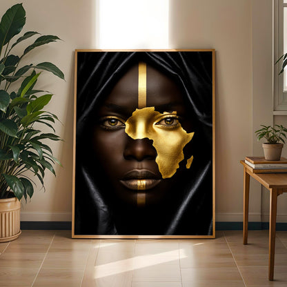 Gold Leaf African Map Wall Art Print Soluna Soul