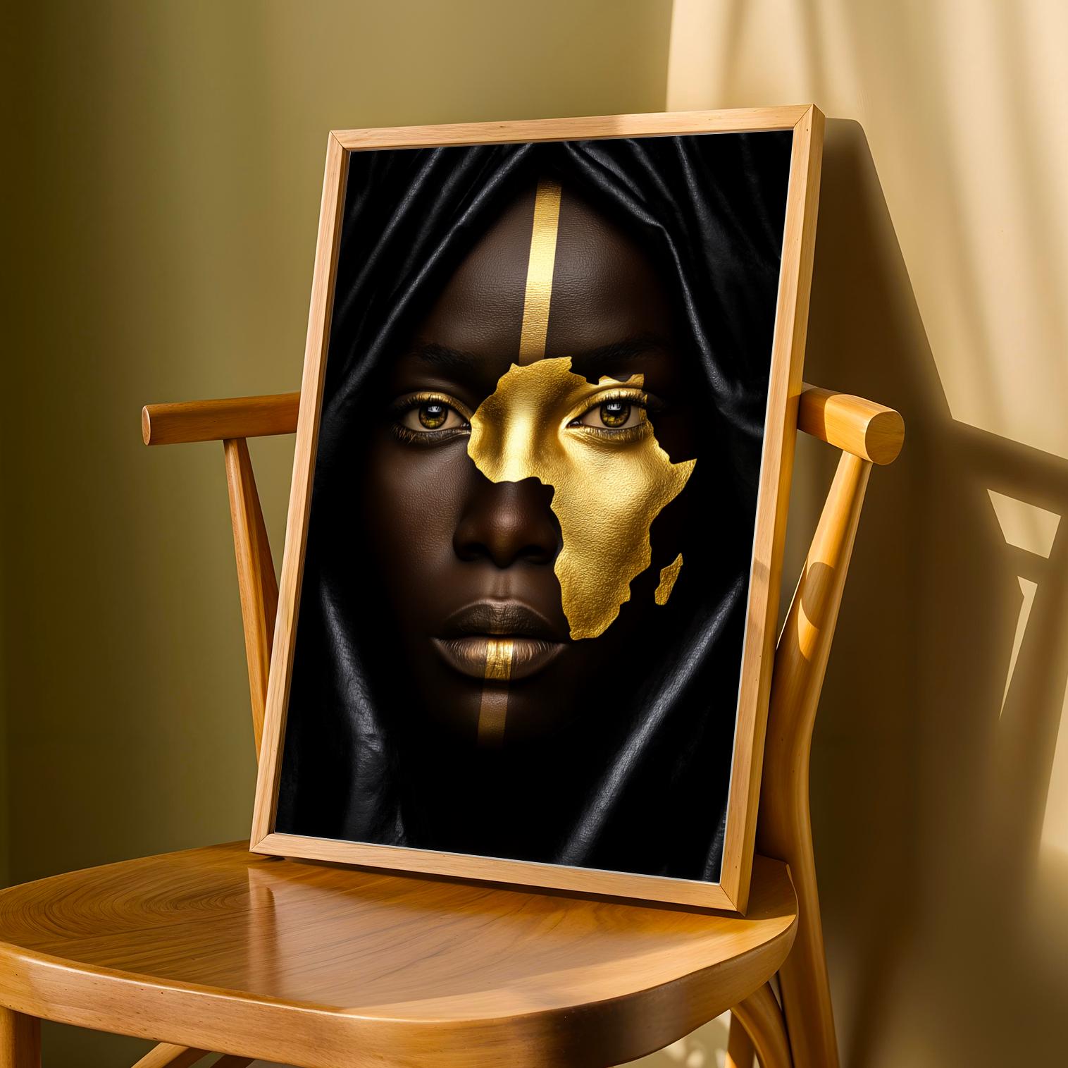 Gold Leaf African Map Wall Art Print Soluna Soul