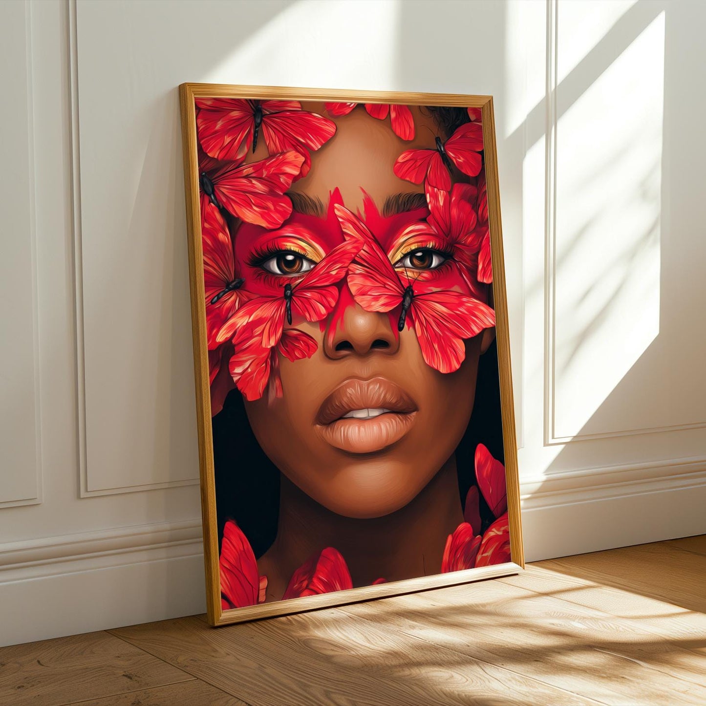 Red Butterfly Wing Portrait Wall Art Print Soluna Soul